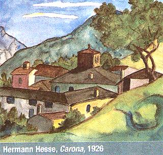 [Watercolor by Hesse, 1926,© Editionsarchiv Volker Michels, Offenbach a.M., abgedruckt in der TZ Tessiner Zeitung, mit deren Genehmigung, HHP 2011]]